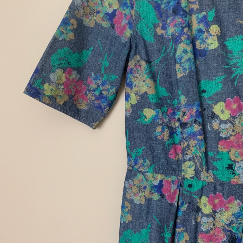 {Gap} Floral Denim Fit & Flare Dress - Picture 5 of 5